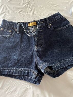 Asphalt Navy Blue High-Rise Denim Shorts